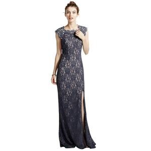 City Triangles Maxi Dress Sz 7 Lace Cap Sleeve Blue Prom Fairy Grunge Whimsigoth